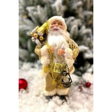  30 Cm Dekoratif Noel Baba Gold Altın Sarısı Renkli Ayakta Durabilen Yeni Yıl Yılbaşı Süsü Dekoru